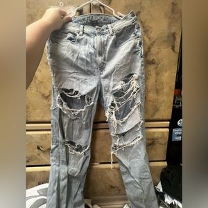 amercian eagle mom jeans stained